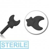 STERILE BLACK PVD COATED SURGICAL STEEL THREADLESS ATTACHMENT - CRESCENT AND STAR