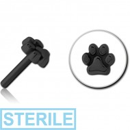 STERILE BLACK PVD COATED SURGICAL STEEL THREADLESS ATTACHMENT - PLAIN ANIMAL PAW
