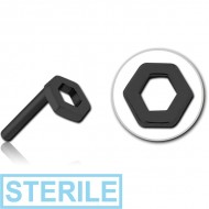 STERILE BLACK PVD COATED SURGICAL STEEL THREADLESS ATTACHMENT - HEXAGON