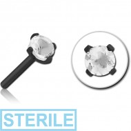 STERILE BLACK PVD COATED SURGICAL STEEL JEWELLED THREADLESS ATTACHMENT - ROUND