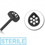 STERILE BLACK PVD COATED SURGICAL STEEL JEWELLED THREADLESS ATTACHMENT - DROP