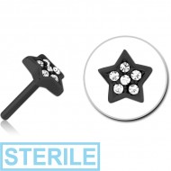 STERILE BLACK PVD COATED SURGICAL STEEL JEWELLED THREADLESS ATTACHMENT - STAR