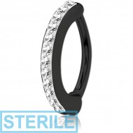 STERILE BLACK PVD COATED SURGICAL STEEL CRYSTALINE JEWELLED BELLY CLICKER