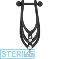 STERILE BLACK PVD COATED SURGICAL STEEL JEWELLED CARTLAGE SHIELD
