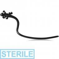 STERILE BLACK PVD COATED SURGICAL STEEL EYEBROW - LIZARD RIGHT