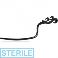 STERILE BLACK PVD COATED SURGICAL STEEL EYEBROW - TRIBAL LEFT