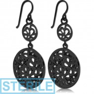 STERILE BLACK PVD COATED SURGICAL STEEL EARRINGS - BIG AND SMALL CIRCLES