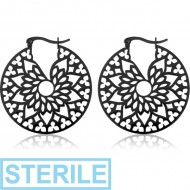 STERILE BLACK PVD COATED SURGICAL STEEL HOOP EARRINGS