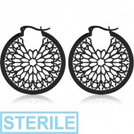 STERILE BLACK PVD COATED SURGICAL STEEL HOOP EARRINGS