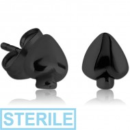 STERILE BLACK PVD COATED SURGICAL STEEL EAR STUDS PAIR - SPADE