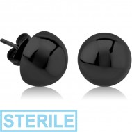 STERILE BLACK PVD COATED SURGICAL STEEL EAR STUDS PAIR - SEMICIRCLE