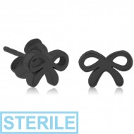 STERILE BLACK PVD COATED SURGICAL STEEL EAR STUDS - BOW