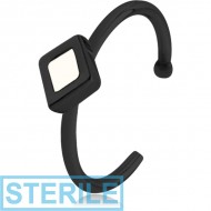 STERILE BLACK PVD COATED SURGICAL STEEL OPEN NOSE RING WITH ENAMEL - RHOMBUS