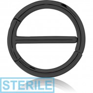 STERILE BLACK PVD COATED SURGICAL STEEL DOUBLE HINGED NIPPLE CLICKER RING
