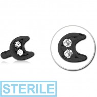 STERILE BLACK PVD COATED SURGICAL STEEL JEWELLED PUSH FIT ATTACHMENT FOR BIOFLEX INTERNAL LABRET - CRESCENT PRONGS