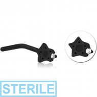 STERILE BLACK PVD COATED SURGICAL STEEL 90 DEGREE JEWELLED NOSE STUD