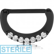 STERILE BLACK PVD COATED SURGICAL STEEL JEWELLED NIPPLE CLICKER