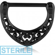 STERILE BLACK PVD COATED SURGICAL STEEL NIPPLE CLICKER - FILIGREE