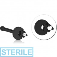 STERILE BLACK PVD COATED SURGICAL STEEL JEWELLED NOSE BONE