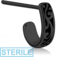 STERILE BLACK PVD COATED SURGICAL STEEL SURGICAL STEEL STRAIGHT WRAP AROUND NOSE STUD - FILIGREE