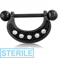 STERILE BLACK PVD COATED SURGICAL STEEL JEWELLED NIPPLE SHIELD - U