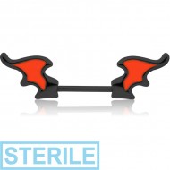 STERILE BLACK PVD COATED SURGICAL STEEL ENAMEL NIPPLE SHIELD - BATWING