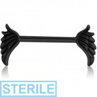 STERILE BLACK PVD COATED SURGICAL STEEL NIPPLE BAR - WINGS