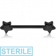 STERILE BLACK PVD COATED SURGICAL STEEL NIPPLE BAR - STAR