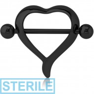STERILE BLACK PVD COATED SURGICAL STEEL NIPPLE SHIELD - HEART