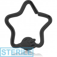 STERILE BLACK PVD COATED SURGICAL STEEL OPEN STAR SEAMLESS RING - EYE STAR