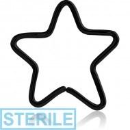 STERILE BLACK PVD COATED SURGICAL STEEL OPEN STAR SEAMLESS RING