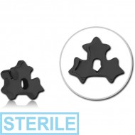 STERILE BLACK PVD COATED SURGICAL STEEL PUSH FIT ATTACHMENT FOR BIOFLEX INTERNAL LABRET - TRIPLE STAR