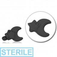STERILE BLACK PVD COATED SURGICAL STEEL PUSH FIT ATTACHMENT FOR BIOFLEX INTERNAL LABRET - CRESCENT AND STAR