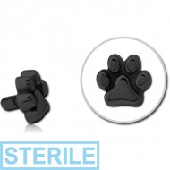 STERILE BLACK PVD COATED SURGICAL STEEL PUSH FIT ATTACHMENT FOR BIOFLEX INTERNAL LABRET - PLAIN ANIMAL PAW