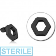 STERILE BLACK PVD COATED SURGICAL STEEL PUSH FIT ATTACHMENT FOR BIOFLEX INTERNAL LABRET - HEXAGON