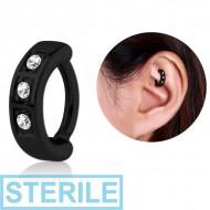 STERILE BLACK PVD COATED SURGICAL STEEL JEWELLED ROOK CLICKER
