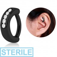 STERILE BLACK PVD COATED SURGICAL STEEL JEWELLED ROOK CLICKER