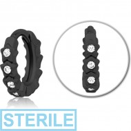 STERILE BLACK PVD COATED SURGICAL STEEL JEWELLED MULTI PURPOSE HUGGIE PIERCING