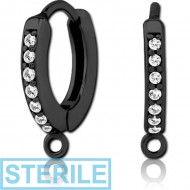 STERILE BLACK PVD COATED SURGICAL STEEL JEWELLED HUGGIES PAIR