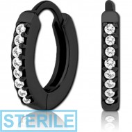 STERILE BLACK PVD COATED SURGICAL STEEL JEWELLED HUGGIES PAIR