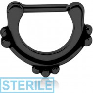 STERILE BLACK PVD COATED SURGICAL STEEL HINGED SEPTUM CLICKER