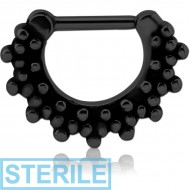 STERILE BLACK PVD COATED SURGICAL STEEL HINGED SEPTUM CLICKER