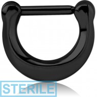 STERILE BLACK PVD COATED SURGICAL STEEL HINGED SEPTUM CLICKER