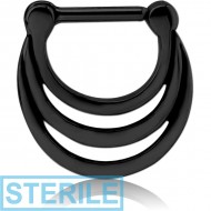 STERILE BLACK PVD COATED SURGICAL STEEL HINGED SEPTUM CLICKER