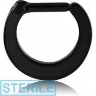 STERILE BLACK PVD COATED SURGICAL STEEL HINGED SEPTUM CLICKER PIERCING