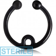 STERILE BLACK PVD COATED SURGICAL STEEL FAKE SEPTUM RING - INNER HOOP