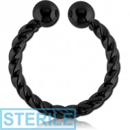 STERILE BLACK PVD COATED SURGICAL STEEL FAKE SEPTUM RING - ROPE