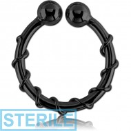 STERILE BLACK PVD COATED SURGICAL STEEL FAKE SEPTUM RING - TWIST LINE