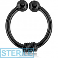 STERILE BLACK PVD COATED SURGICAL STEEL FAKE SEPTUM RING - BRAB WIRE