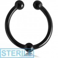 STERILE BLACK PVD COATED SURGICAL STEEL FAKE SEPTUM RING - MIDDLE BALL